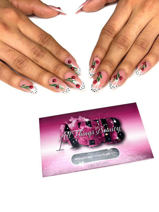 Lady Bug, French Short Almond Nails